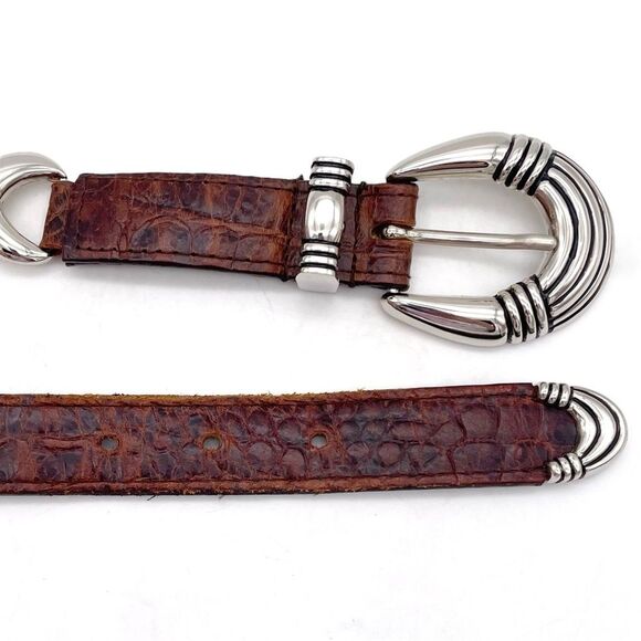 Captiva Brown Leather Silver Sunflower Link Concho Western Belt Size Medium VTG - Picture 6 of 10